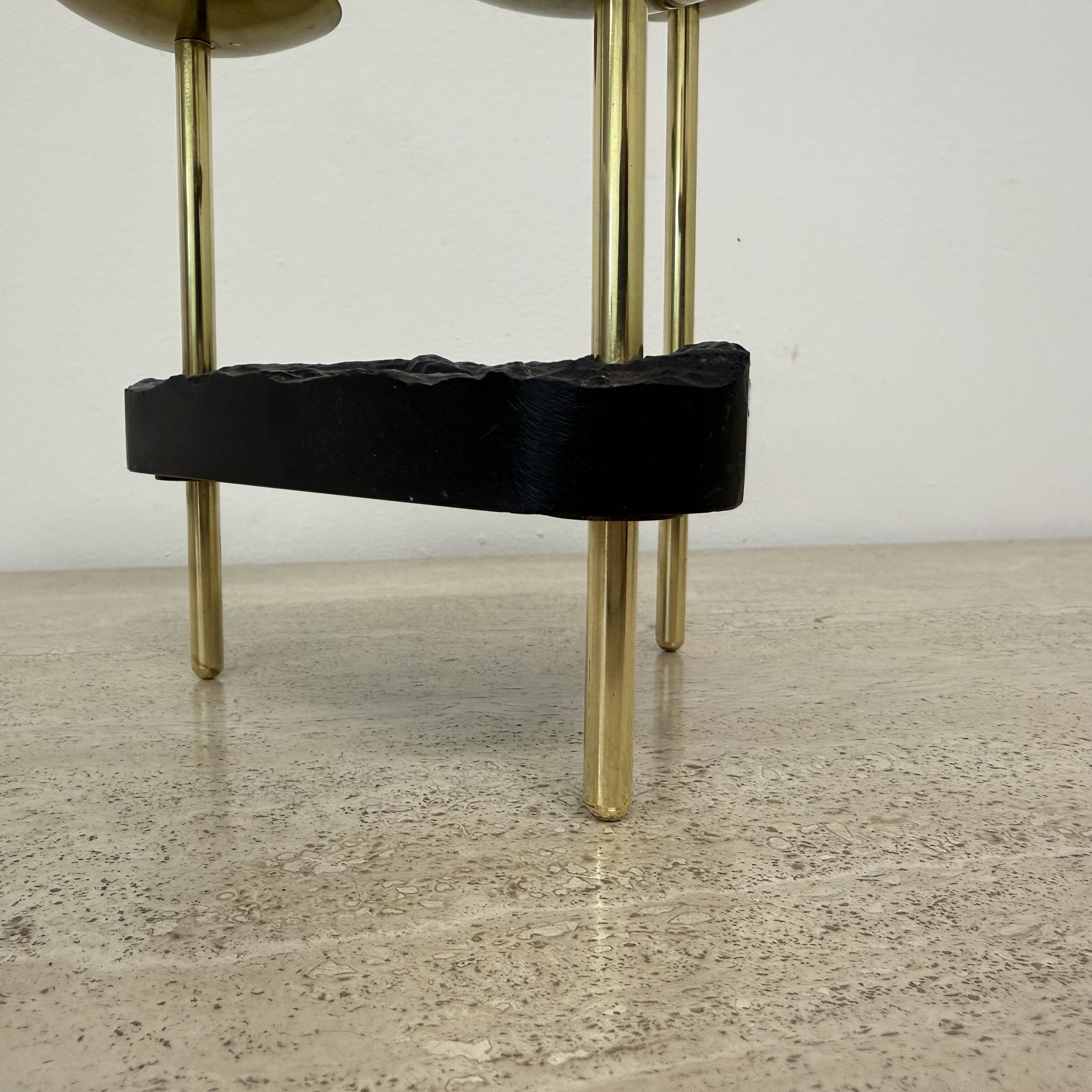 Mid century candle holder brass and lucite , 1970s
