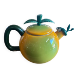 Vintage enameled apple shaped kettle
