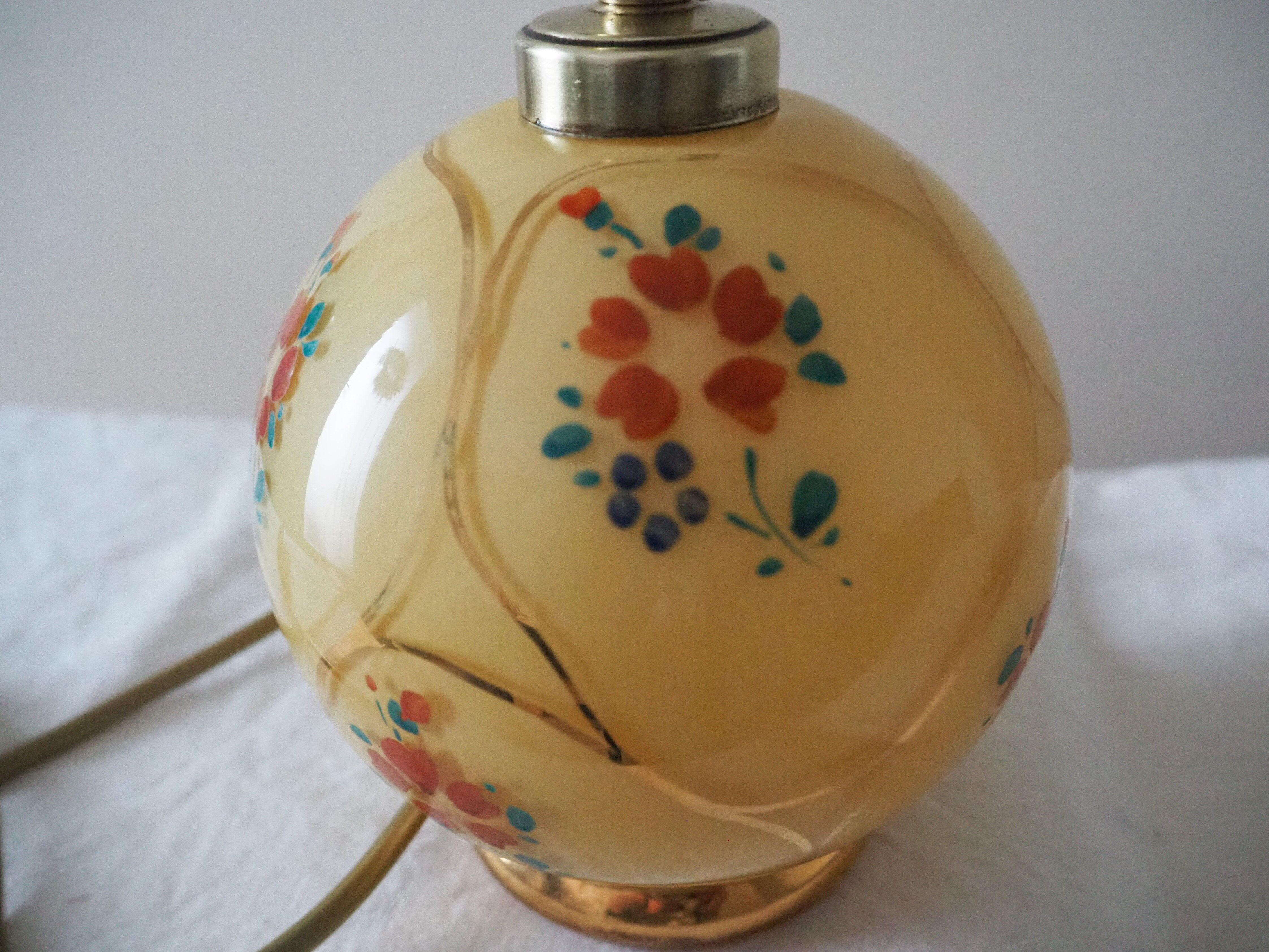Old lamp foot ball to pose / table / bedside / side glass – floral print