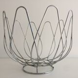 Basket Bowl Fruit Basket Centerpiece Chrome Metal Stainless Steel Art Design...