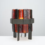 Rare lamp by Jacques Avoinet in glass and wrought iron circa 1950