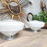 Paire de lampes opaline