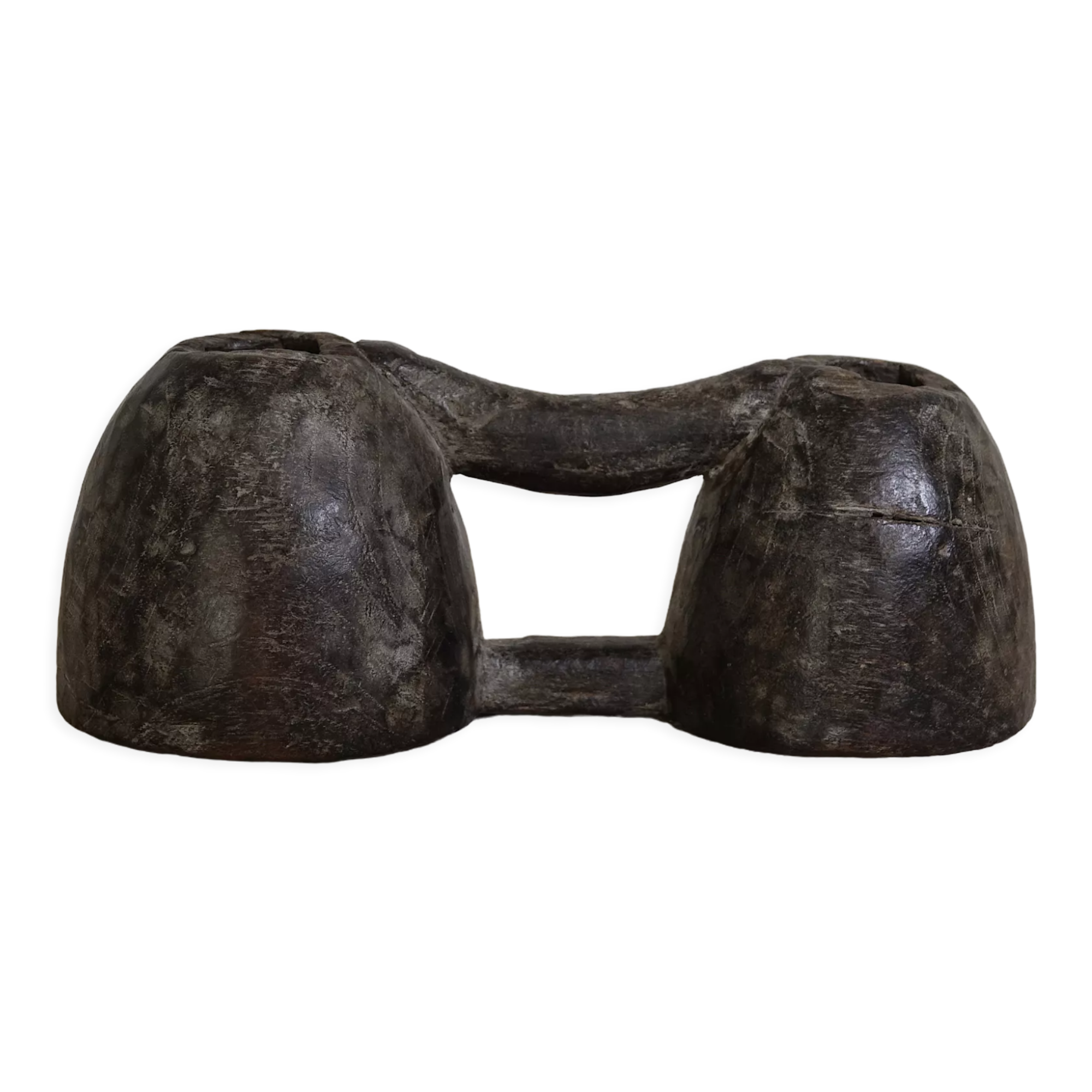 Double inkwell in old wood