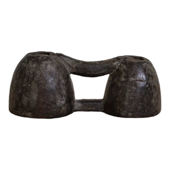 Double wooden inkwell antique