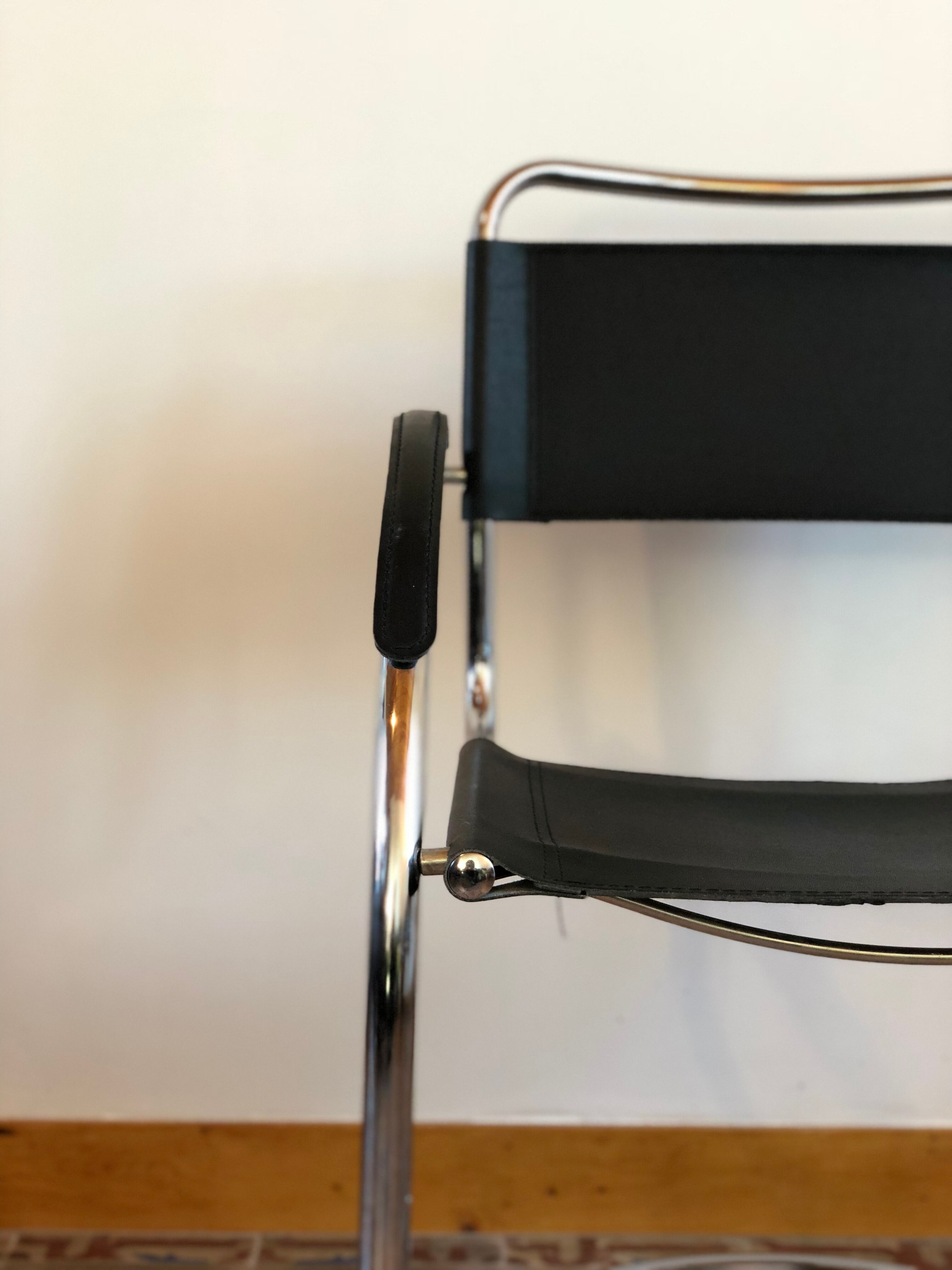 Italian leather and chrome chair