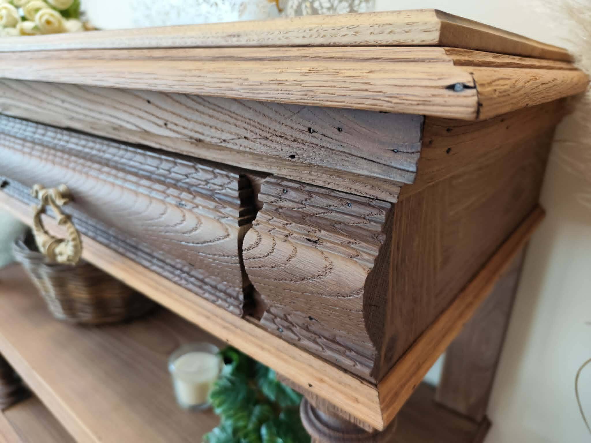 Console desserte meuble d'appoint en chêne massif