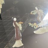 Chinese decorative table – black lacquer, jade and mother-of-pearl inlays