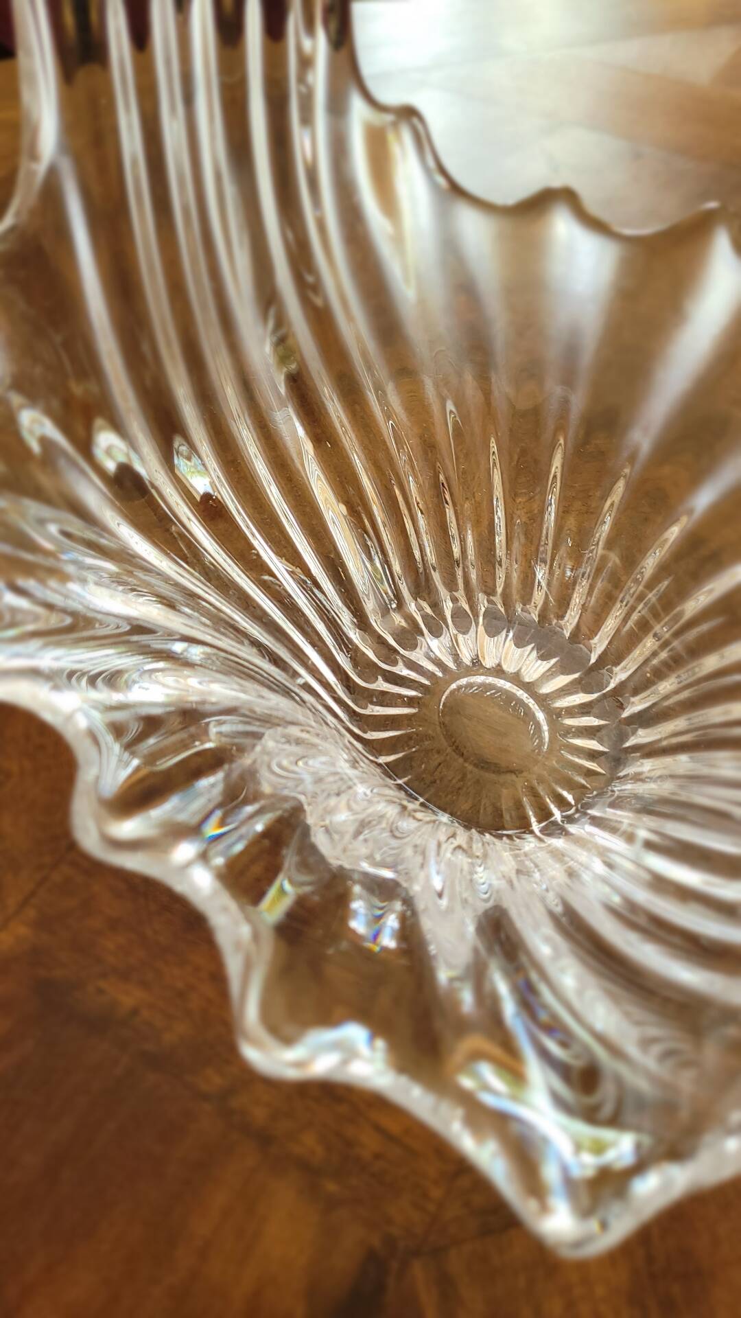 Vintage crystal art table centre vase bowl decoration basket