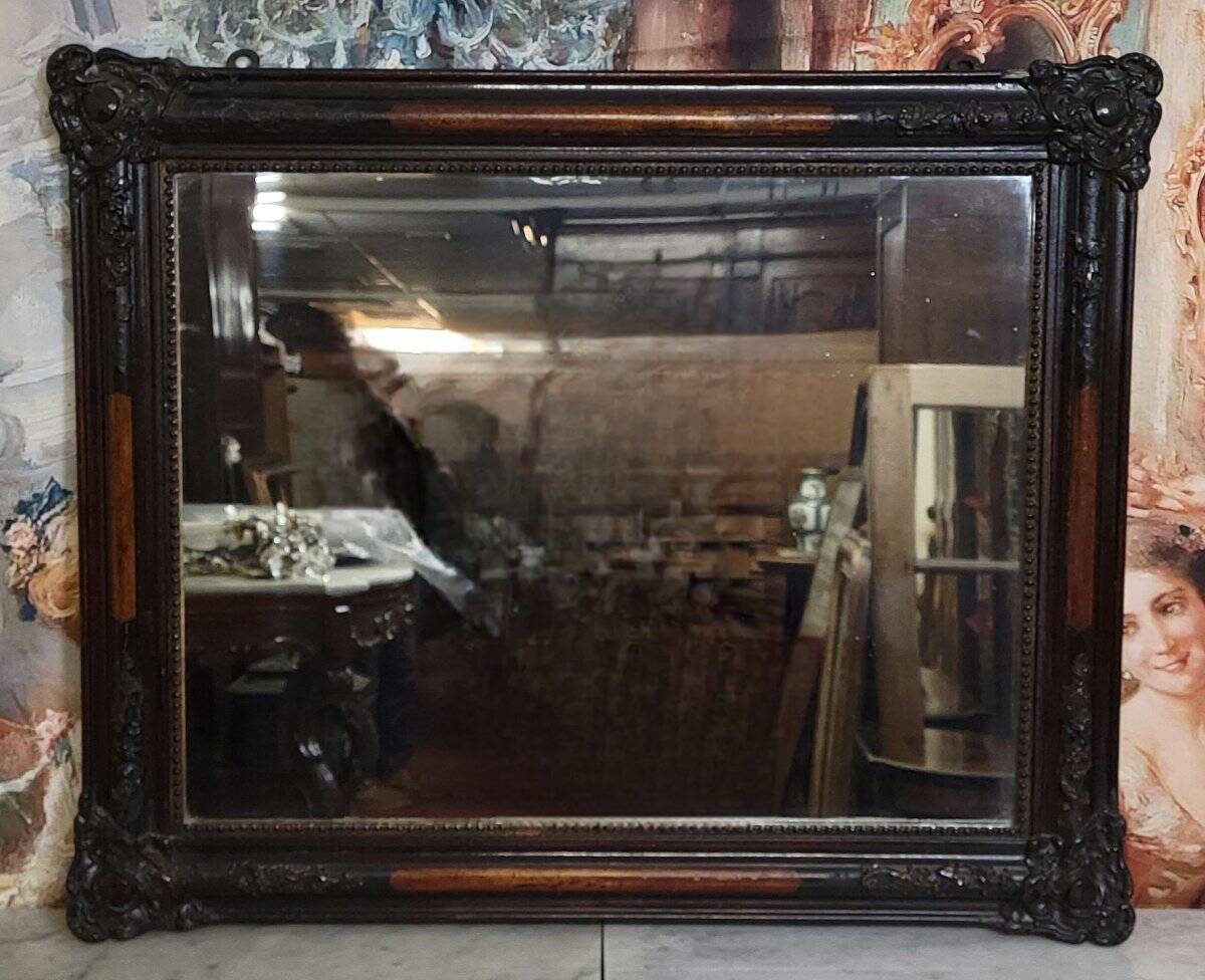 Large 19th-century lacquered wooden mirror