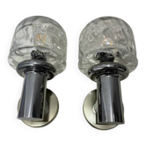 Rolf Kruger for Neuhaus Chrome & Glass Sconces — Pair, 1970s