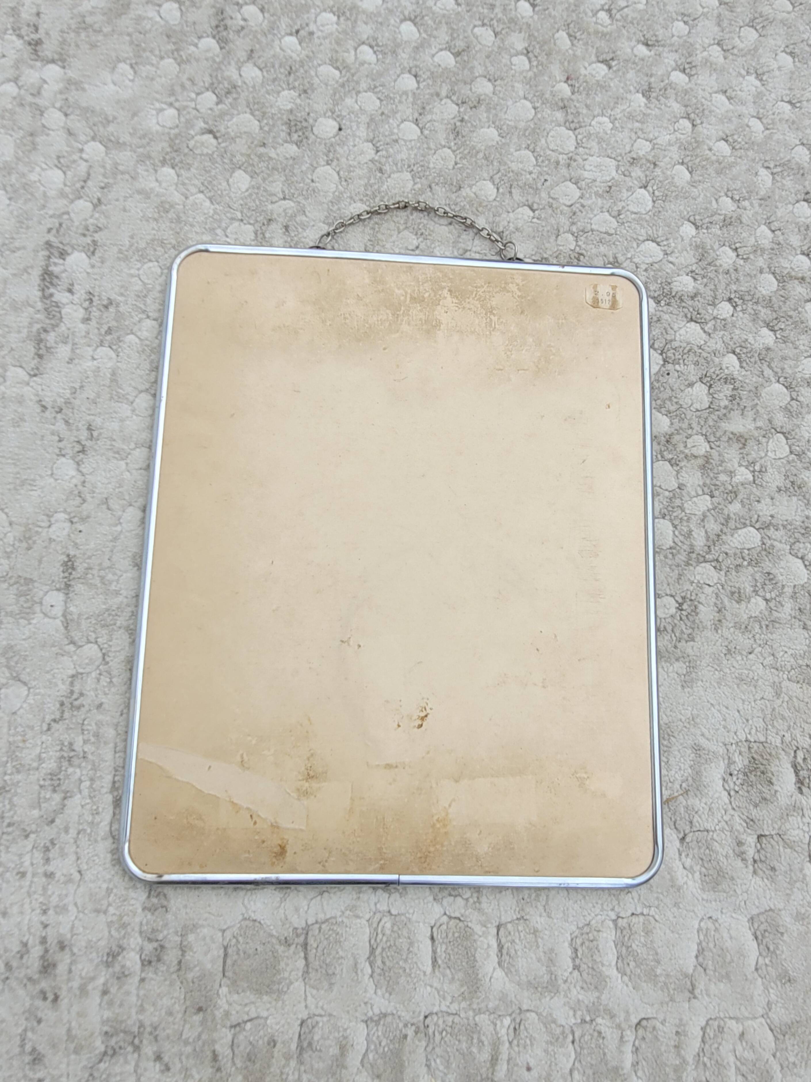 Large vintage barber mirror 24x30cm chrome