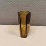 Amber coloured vase in hard pressed glass