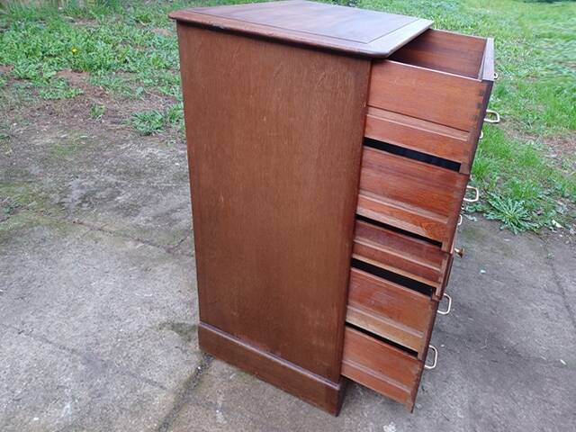 High chest of drawers, Stag brand, 1980s, vintage, United Kingdom