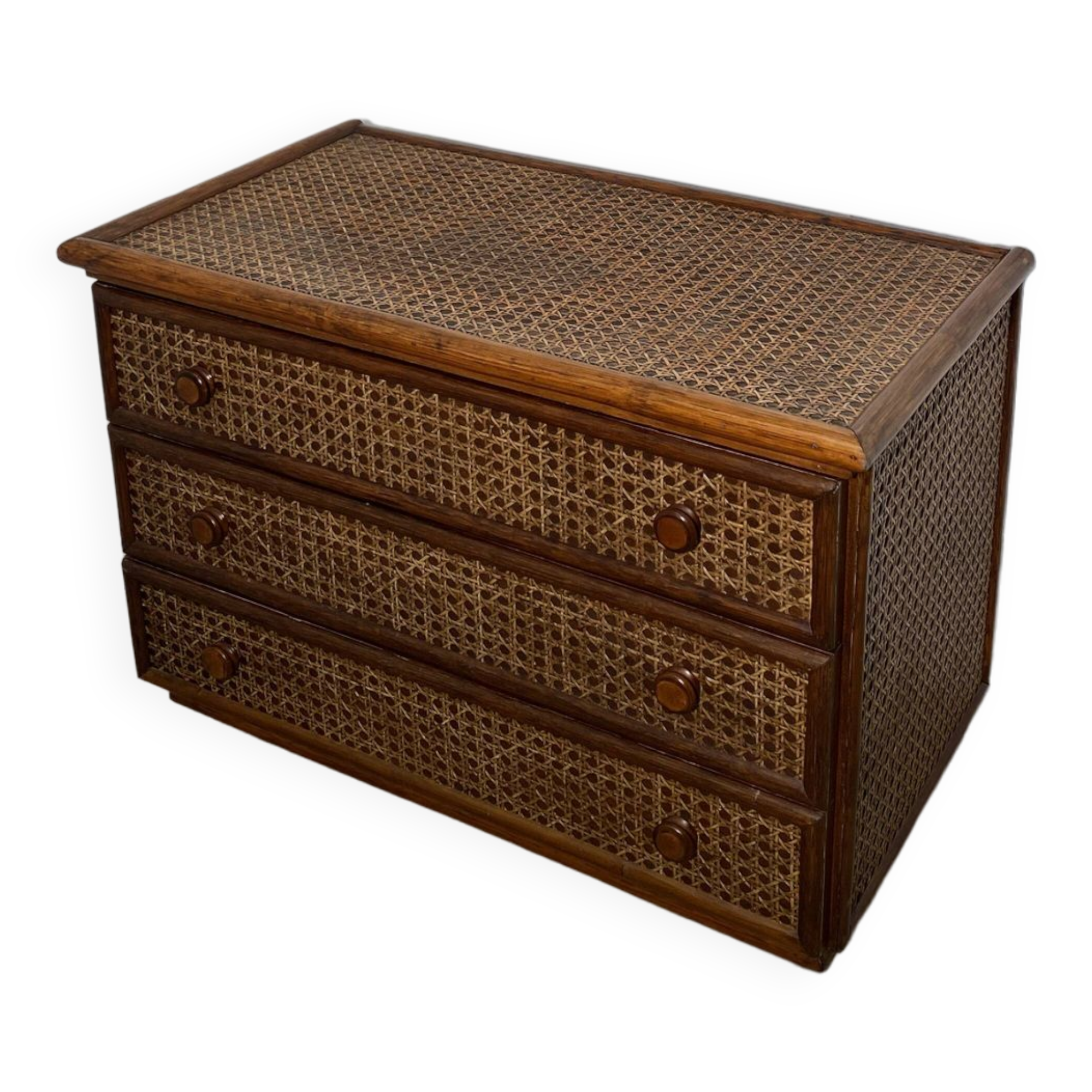 Commode vintage en cannage