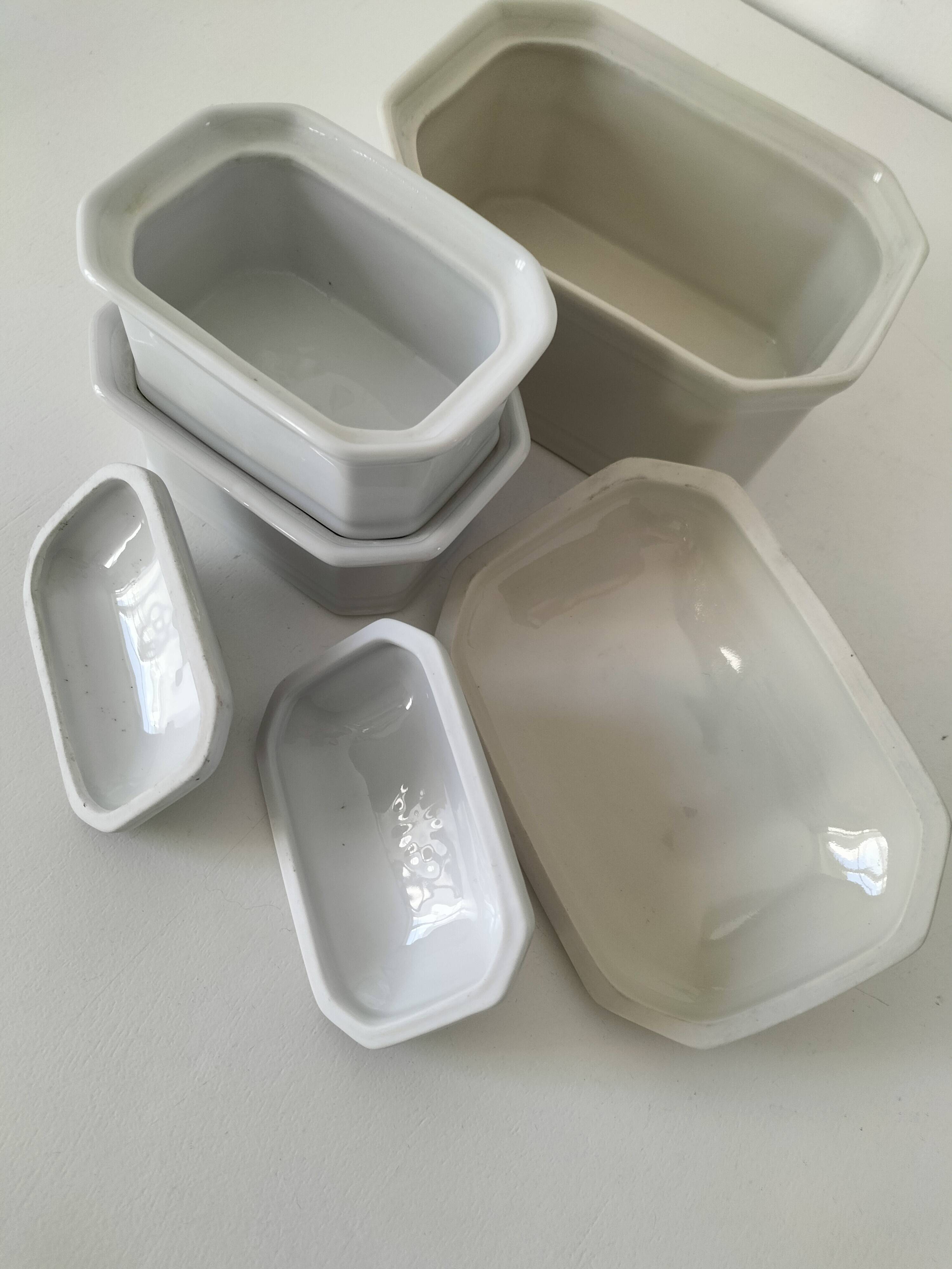 Trio de terrines Apilco porcelaine modèle perlé