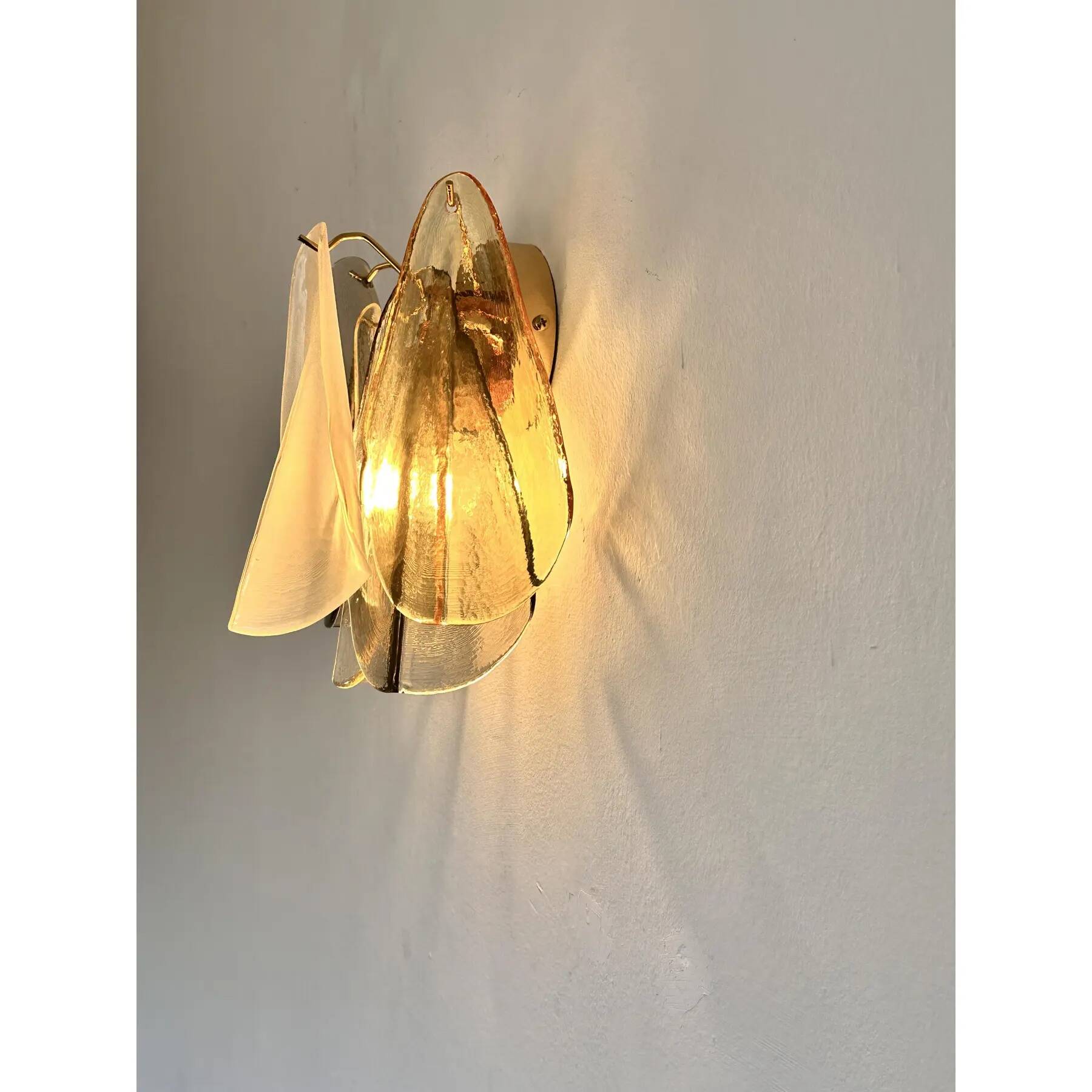 Contemporary Modern Multicolour Amber "Rondini" Murano Wall Sconces - Set of