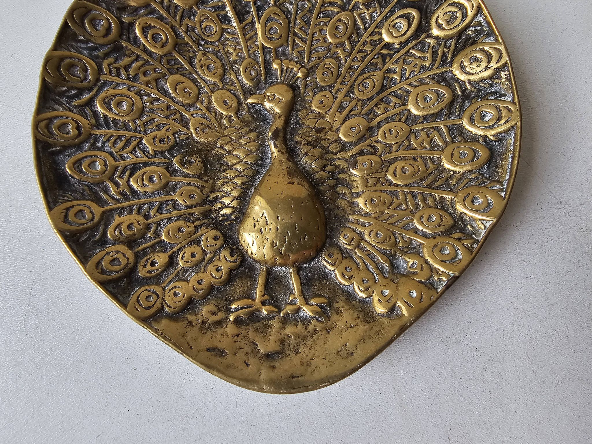 Vide poche / coupelle en laiton - motif Paon