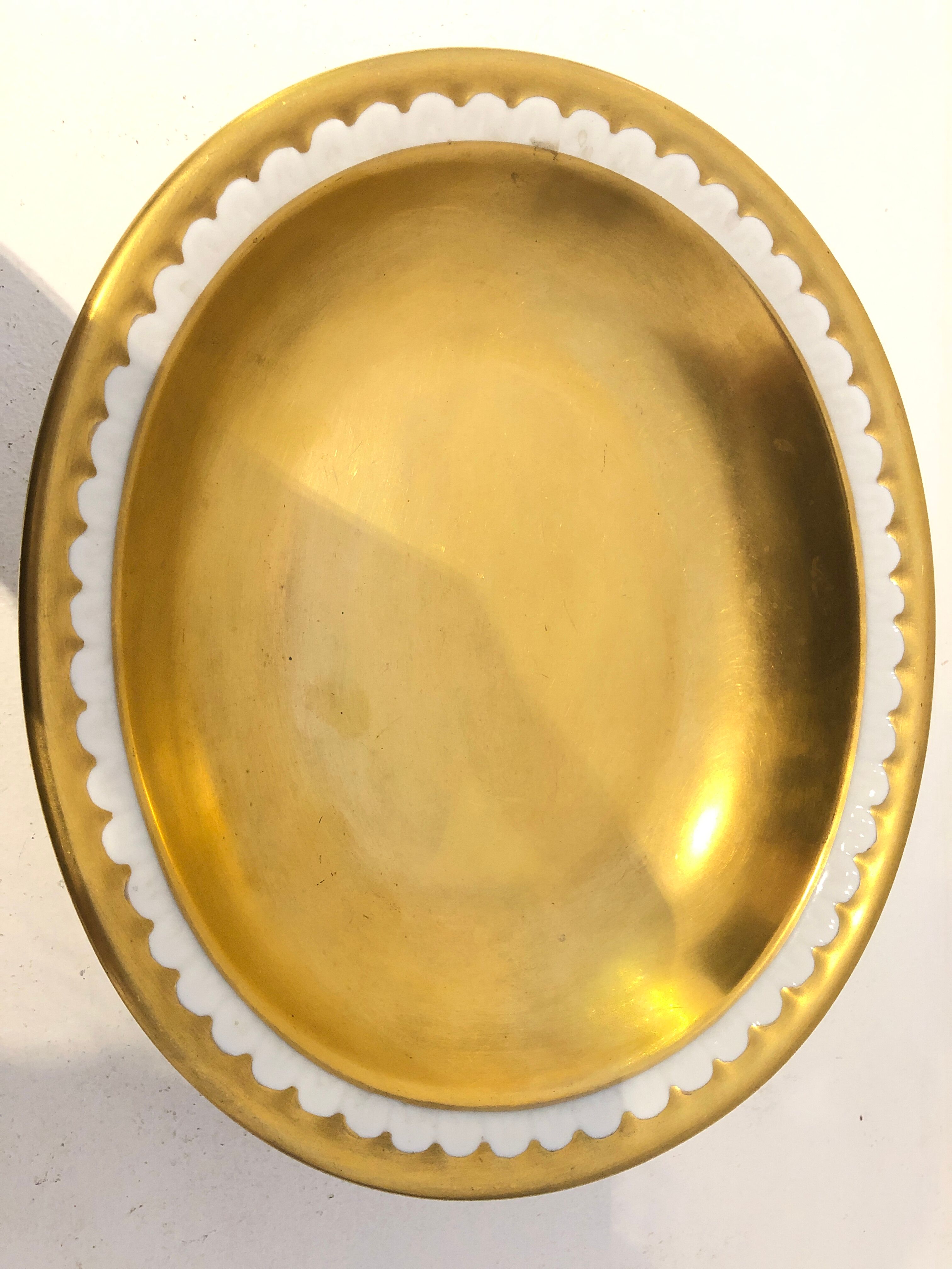 Oval gilt porcelain platter, 1950