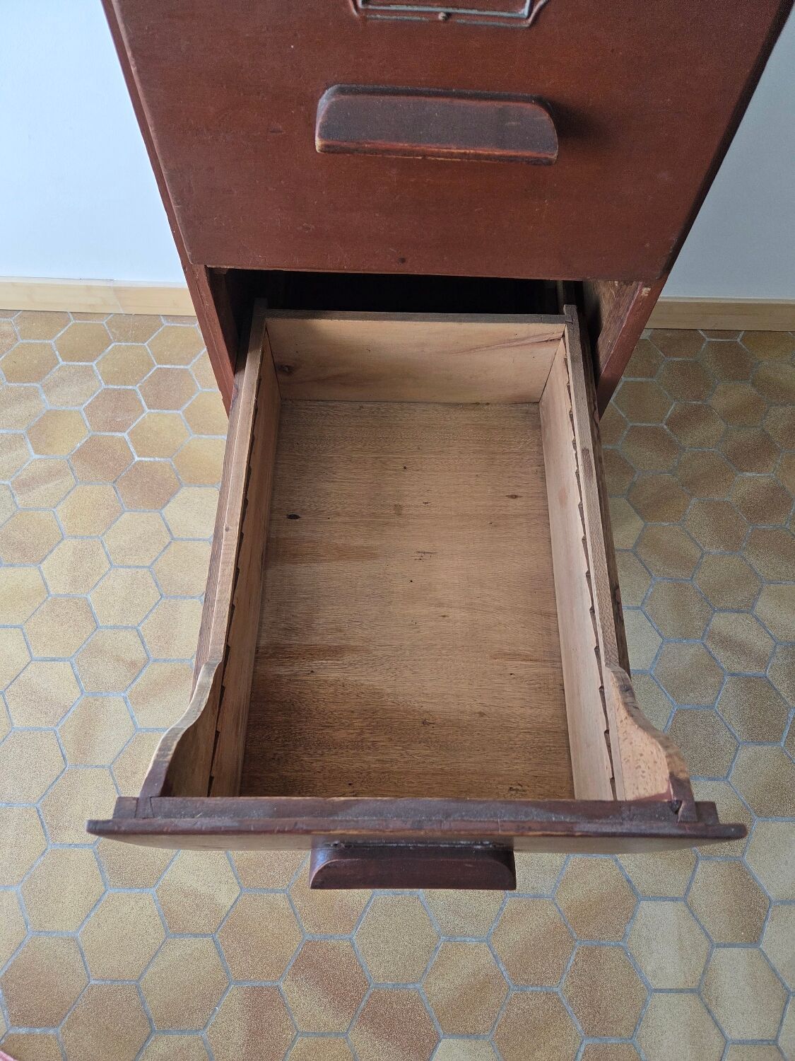 Antique wooden drawer unit filing cabinet
