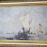 Bazil (20th century) oil on panel 'French boats setting out to sea'