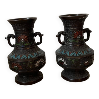 Chine Paire de vases en bronze 19 eme siècle