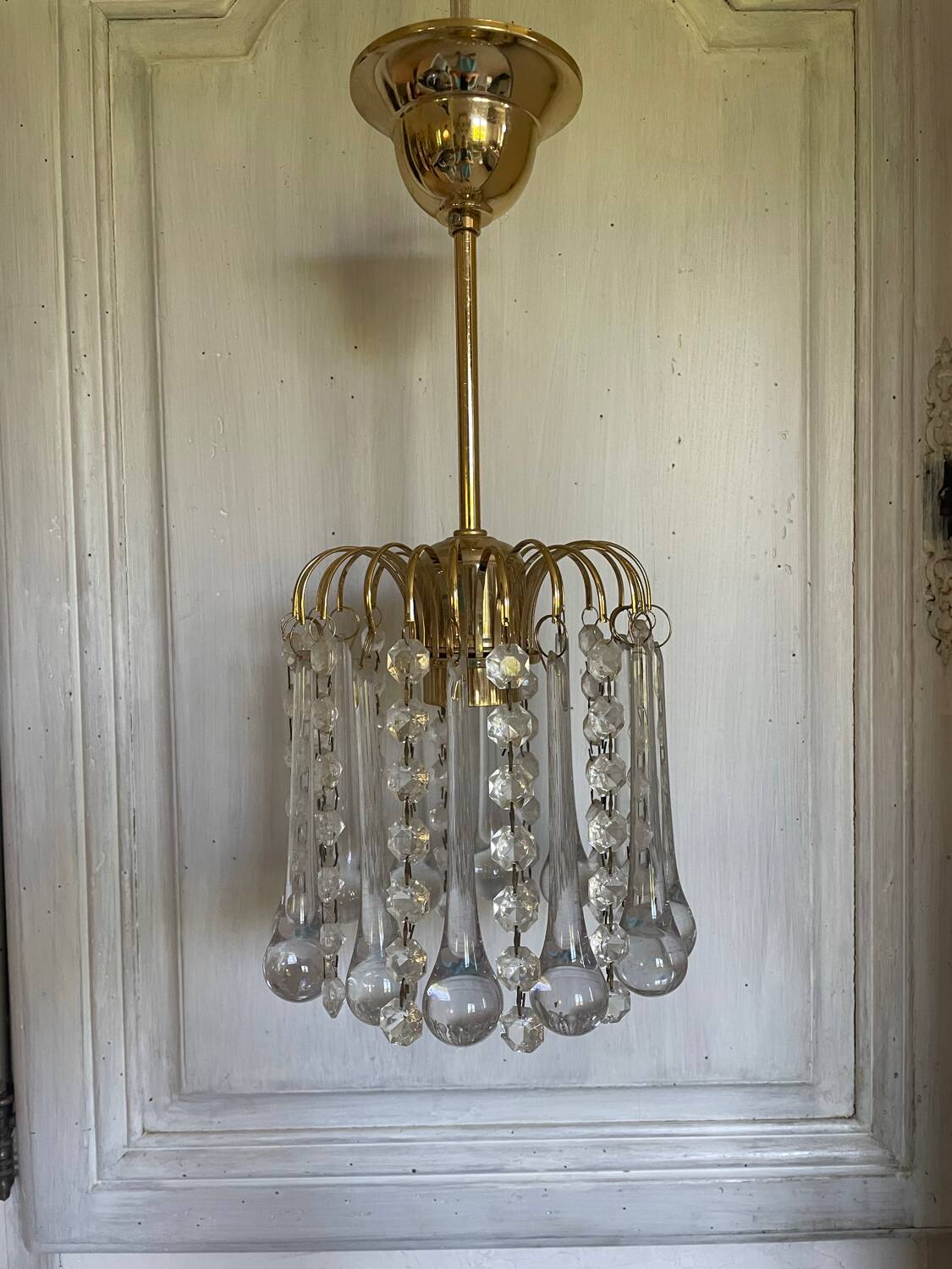 Murano glass and gold metal pendant light