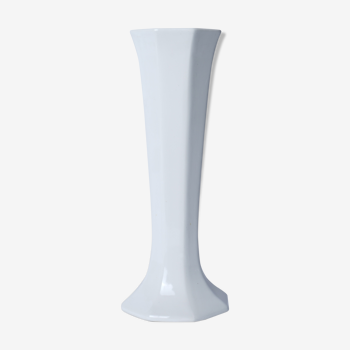 Octagonal white ceramic vase