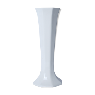 Octagonal white ceramic vase