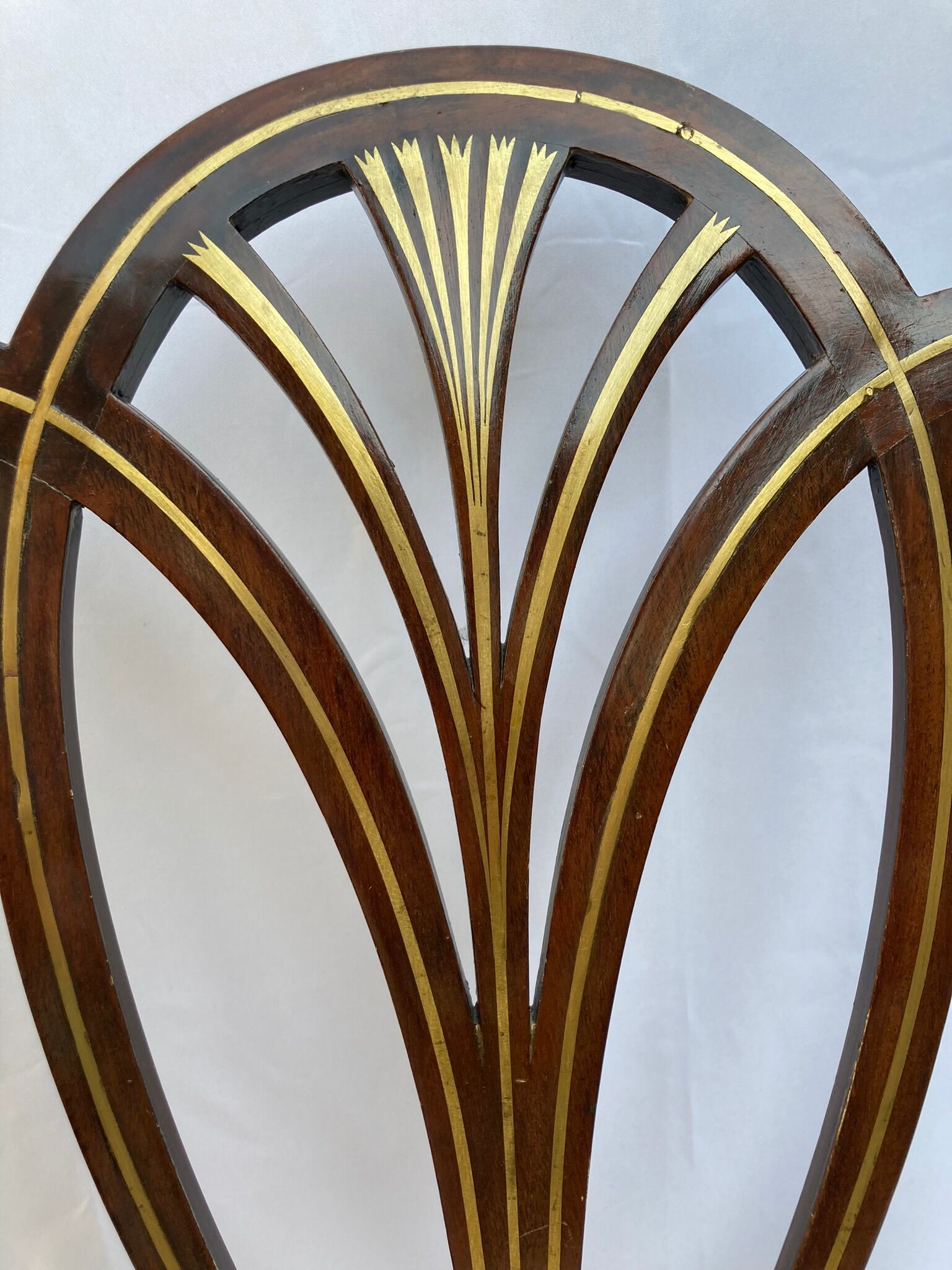 Series four English chairs Hepplewhite mahogany leather early twentieth century