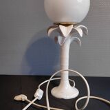 Italian white ceramic palm lamp and opaline globe