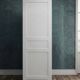 Antique Parisian wardrobe in white wood with shelves from the 1950s.