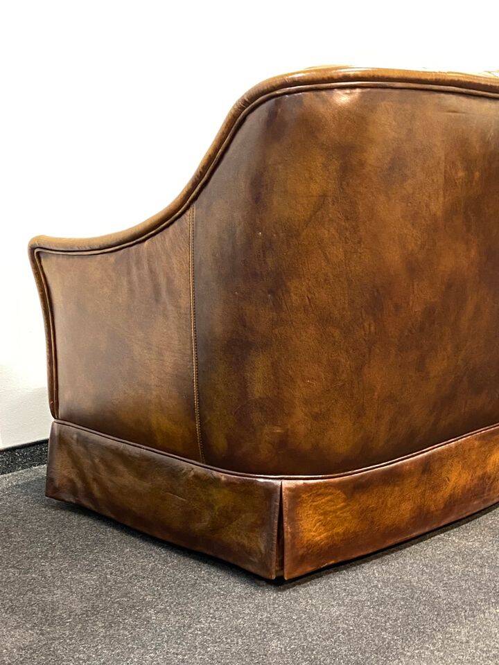 Vintage 3 seater leather chesterfield sofa