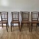 set of 4 bistro chairs in turned wood and canework stamped early 20th century