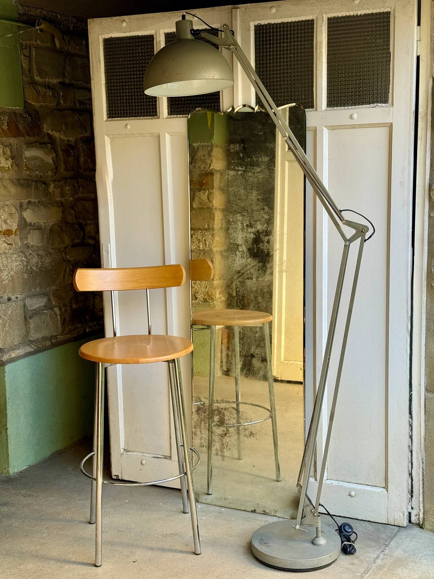 Large vintage mirror with bevelled glass.