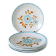 Set of 6 semi-deep plates with flowers, Sky Blue and Brown, 1970.