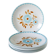 Set of 6 semi-deep plates with flowers, Sky Blue and Brown, 1970.