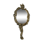 Hand mirror in brass art deco 30 years France