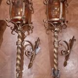 Pair of wrought iron torches