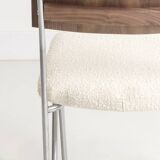 Set of 4 chairs, with a chromed steel frame and a walnut backrest