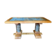 Vintage coffee table in solid oak and slate – Press screw base