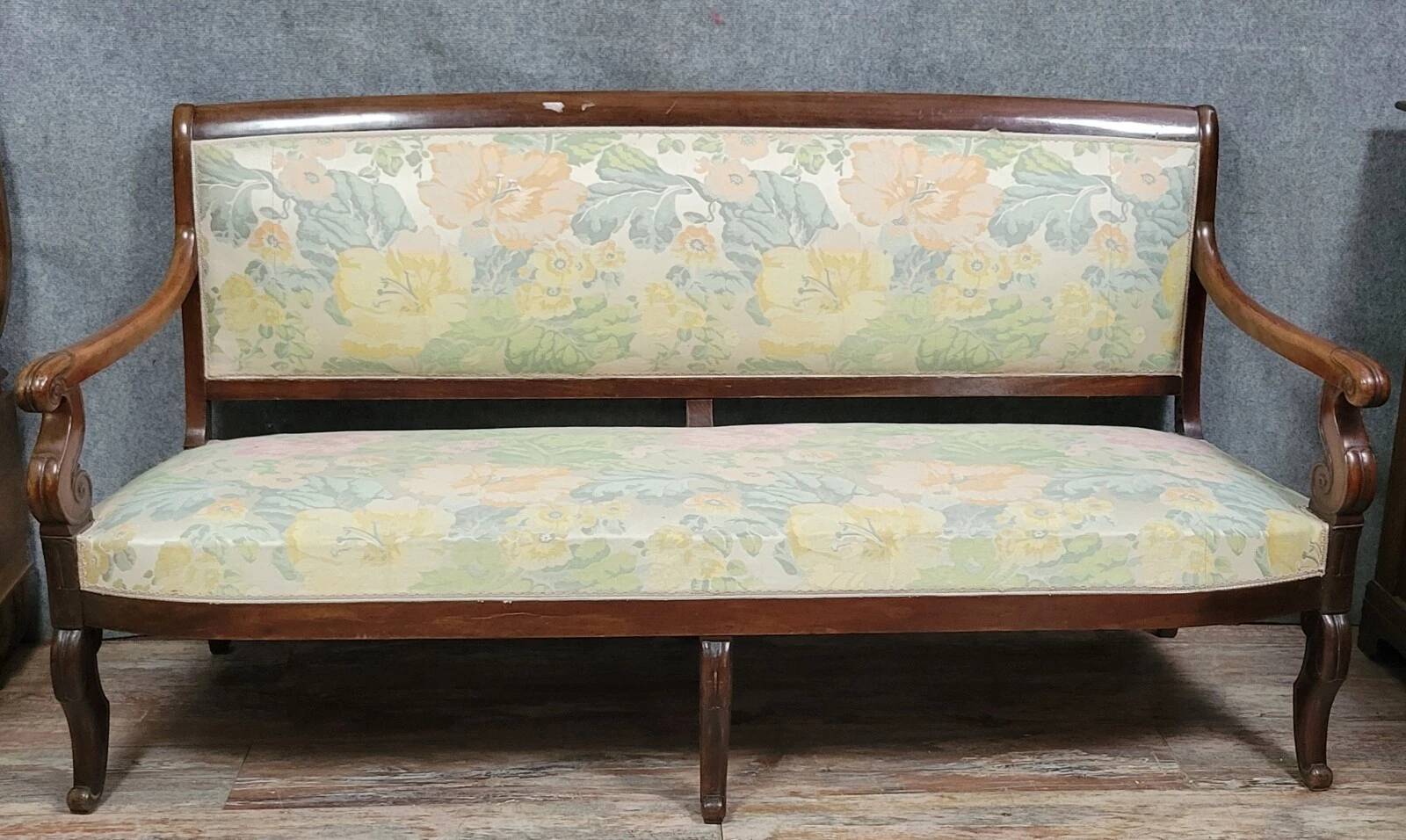 Restoration period bench in mahogany from the 19th century