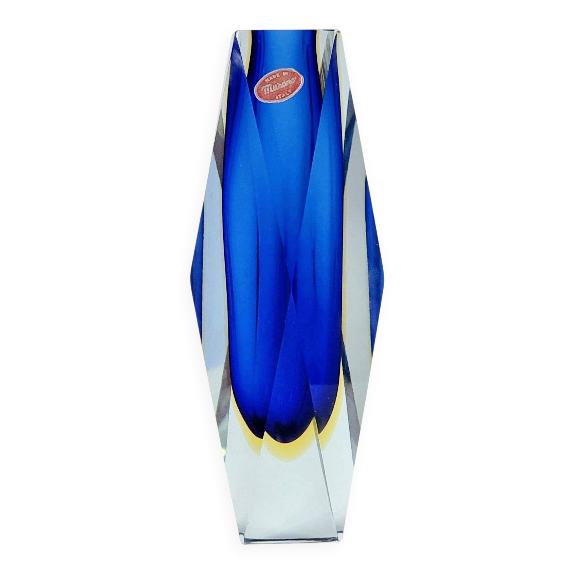 Mid Century Sommerso Murano Glass Vase By F. Poli For A. Mandruzzato, 1970s