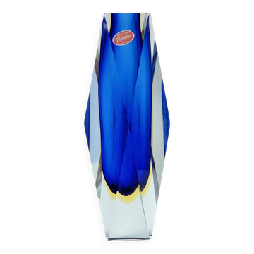 Mid Century Sommerso Murano Glass Vase By F. Poli For A. Mandruzzato, 1970s