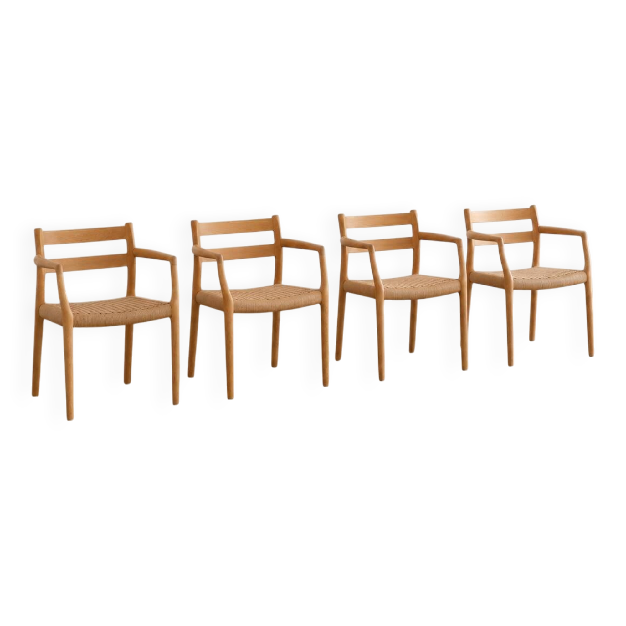 Set of 4 "Mod. 67" armchairs in oak by Niels Moller