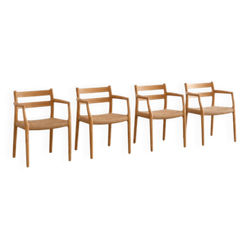 Set of 4 "Mod. 67" armchairs in oak by Niels Moller