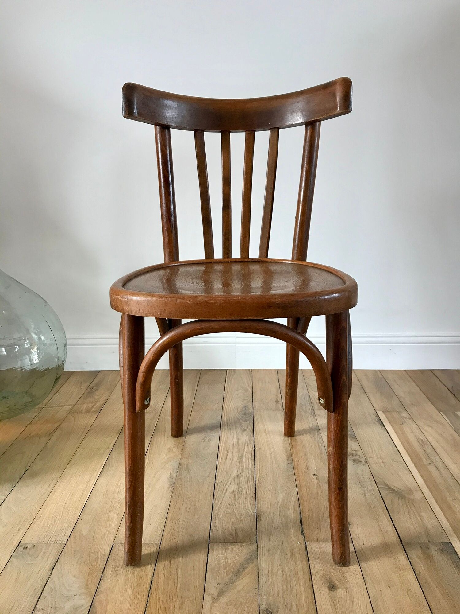 Pair of Baumann curved wood bistro chairs early twentieth century