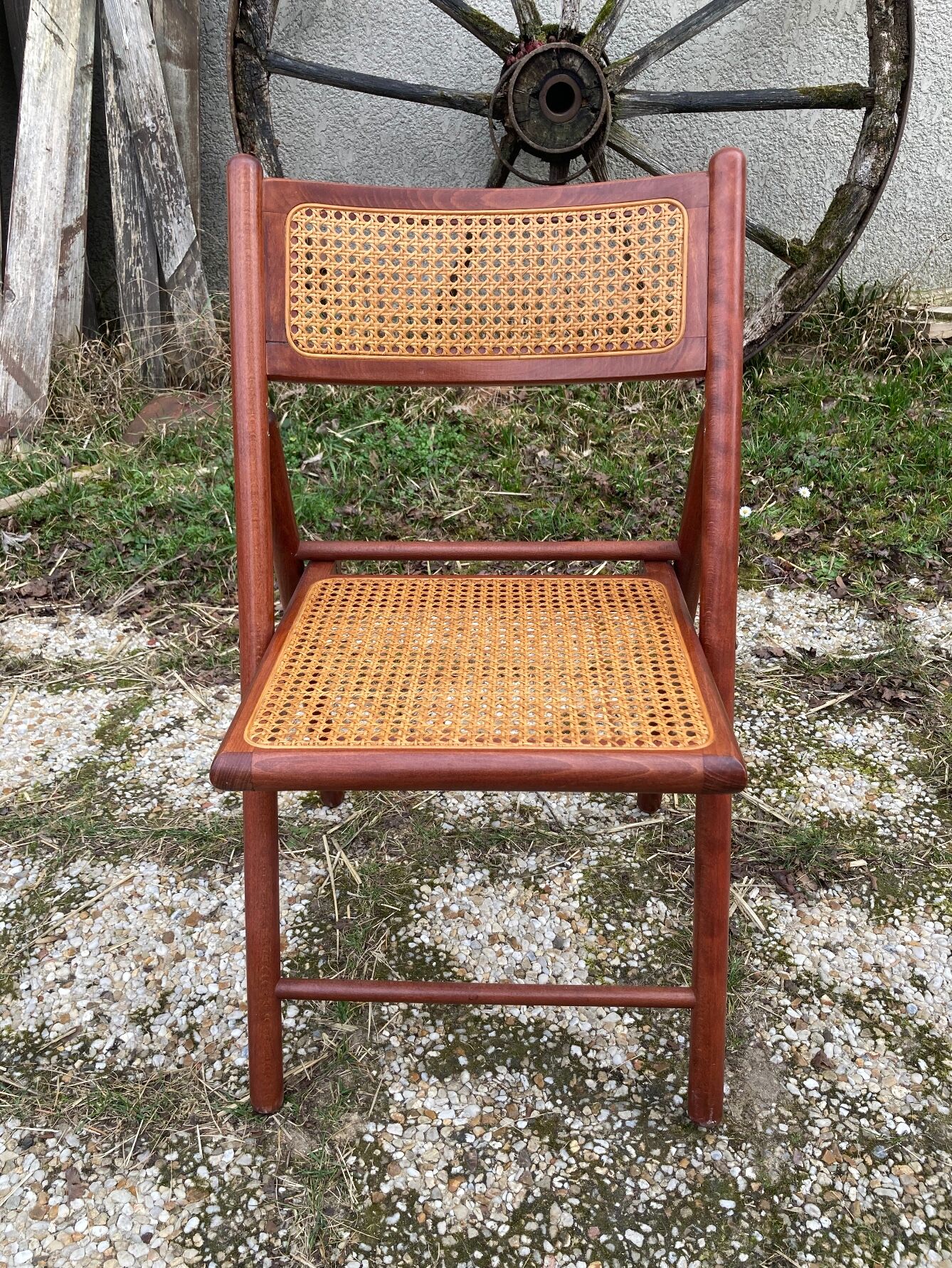 Pair of Italian folding chairs in vintage canning