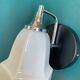 Small vintage chrome metal wall light and faceted white opaline glass tulip