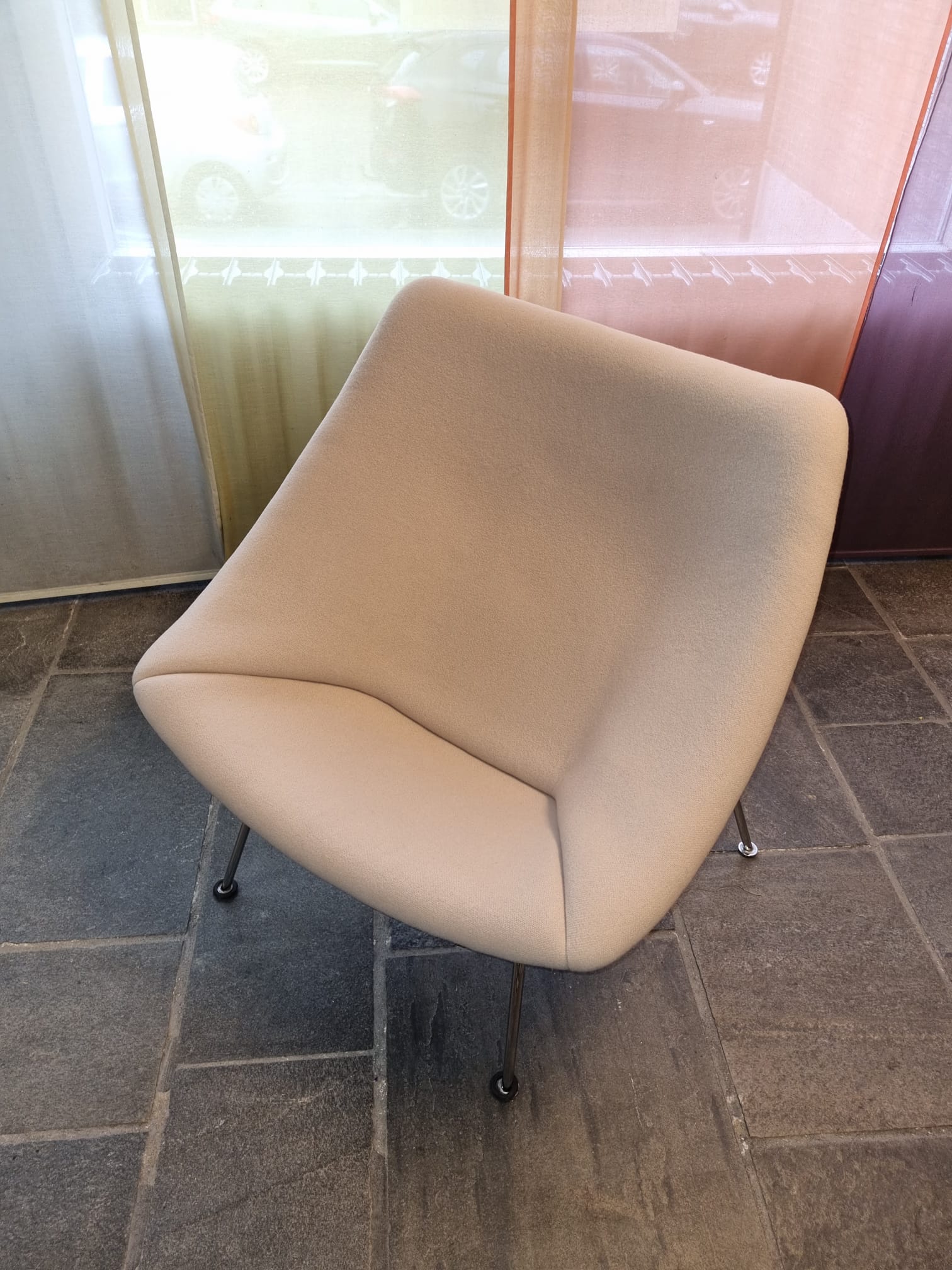 Pierre Paulin Oyster armchair reupholstered