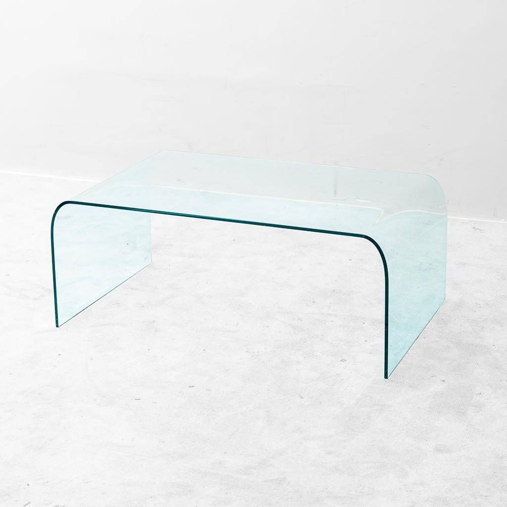 Vintage Fiam Italia coffee table in curved glass minimalist design 1970s